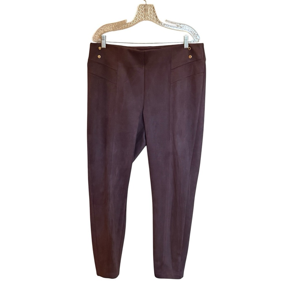 Marc New York Andrew Mark Brown Faux‎ Suede Ankle Pants Womens XL Stretch